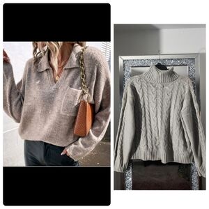 Cozy Gray Cable Knit Sweater